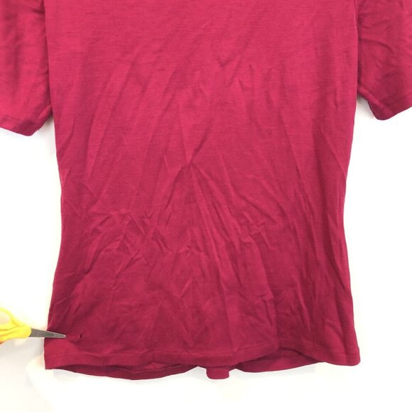 Lafayette 148 New York Ruched Front Short Sleeve Knit Wool Top Size L Flaw - Picture 10 of 11